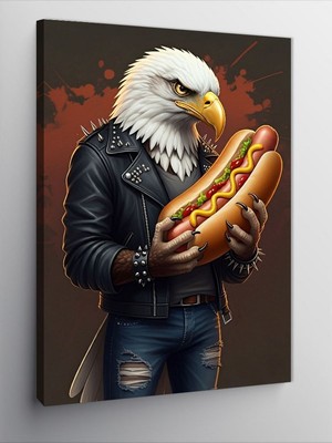 Tablomega Kanvas Tablo Hotdog Tutan Kartal