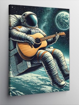 Tablomega Kanvas Tablo Ayda Gitar Çalan Astronot