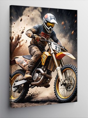 Tablomega Kanvas Tablo Motokros Yarışçısı