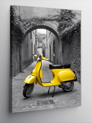 Tablomega Kanvas Tablo Dar Sokakta Sarı Vespa