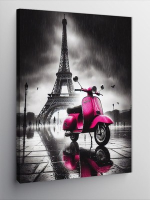 Tablomega Kanvas Tablo Eyfel ve Pembe Vespa