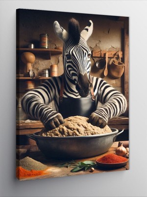 Ekart Kanvas Tablo Makarnacı Zebra