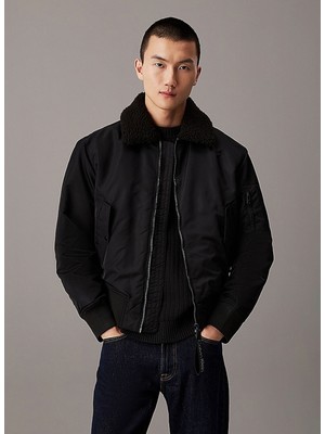 Calvin Klein Jeans Siyah Erkek Mont J30J326108BEH Avıator Sherpa Jacket