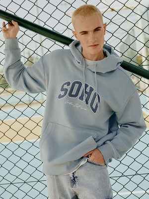 Lcw Casual Uzun Kollu Nakışlı Erkek Hoodie