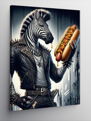 Tablomega Kanvas Tablo Hotdoglu Zebra