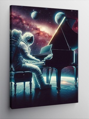 Tablomega Kanvas Tablo Gece Piyano Çalan Astronot