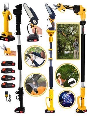 Eisenn Germany 2400 Wf Kömürsüz Motor Yellow 4 Adet Super Akülü Bağ Makası+Dal Budama+2.7 mt Teleskop Hediye