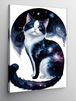 Tablomega Kanvas Tablo Galaksili Kedi