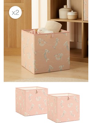 Ocean Home Textile 2 Adet Deniz Kızı Çocuk Odası Oyuncak Düzenleyici Saklama Kutusu 33x30x33 cm