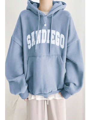 Uygun Tarz Sandiego Baskılı Oversize Sweatshirt
