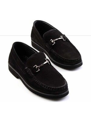 Bambi Siyah Nubuk  Deri Erkek Loafer Ayakkabı E01194031501