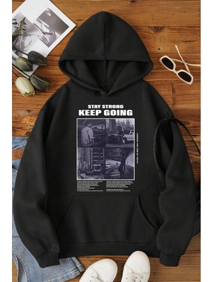Keep Going Baskılı Oversize Sweatshirt