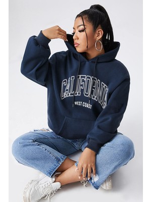 California Baskılı Oversize Sweatshirt