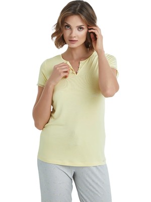 Blackspade Yumuşak Dokulu Kısa Kol Kapri Kadın Pijama Takım 51358