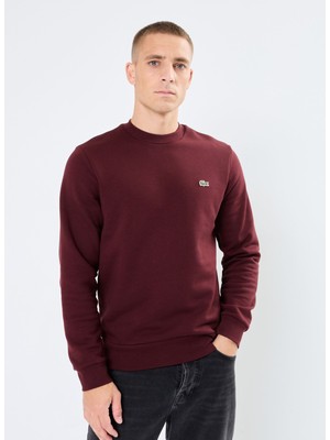 Lacoste Erkek Klasik Fit Bisiklet Yaka Bordo Sweatshirt