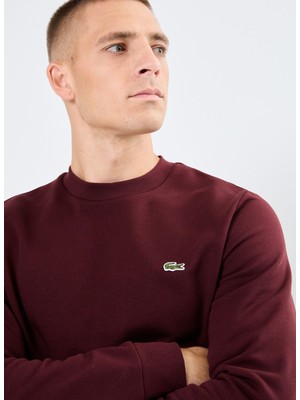 Lacoste Erkek Klasik Fit Bisiklet Yaka Bordo Sweatshirt