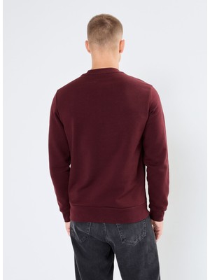 Lacoste Erkek Klasik Fit Bisiklet Yaka Bordo Sweatshirt