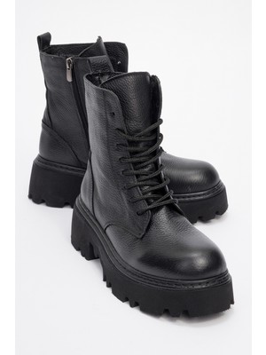 Luvi Loreta Siyah  Deri Kadın Postal Bot
