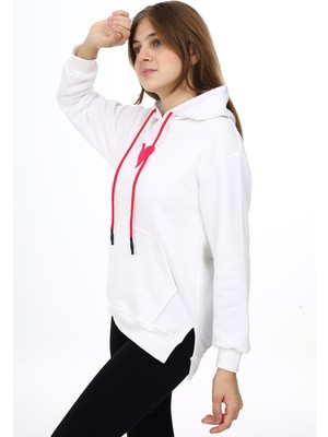 Kız Çocuk Kalp Baskılı Kapüşonlu Sweatshirt PX092