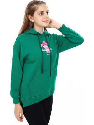 Kız Çocuk Tavşan Baskılı Kapüşonlu Sweatshirt PX872.7