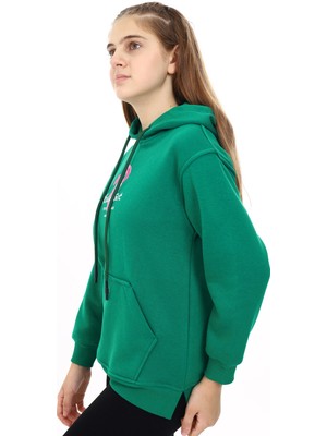 Kız Çocuk Tavşan Baskılı Kapüşonlu Sweatshirt PX872.7