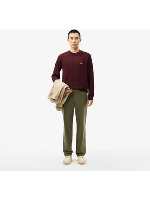 Lacoste Erkek Klasik Fit Bisiklet Yaka Bordo Sweatshirt