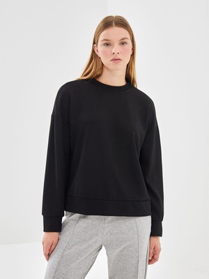 Lcw Vision Bisiklet Yaka Düz Oversize Kadın Sweatshirt