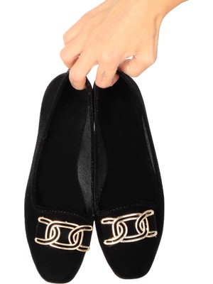 Kadın Gold Şık Toka Detaylı Babet Hafif Rahat Taban Günlük Ayakkabı