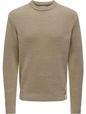 Only & Sons Onsfergal Lıfe Reg 7 Rıb Crew Knıt Haki 22030208