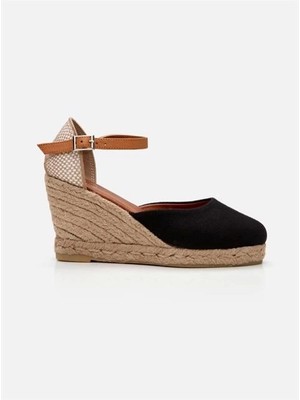 Su Espadril Kate Siyah Kadın Dolgu Topuklu Espadril