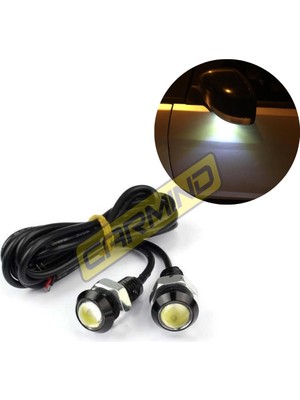 Carmind Kartal Gözü Oto Ayna Altı LED Beyaz 23MM (2 Adet)