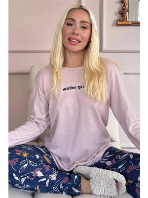 Pudra Garden Desenli Termal Kadın Pijama Takımı