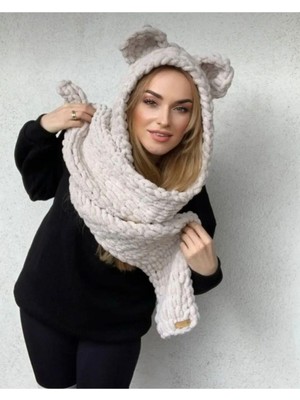 Puffy Birleşik Şapkalı Atkı