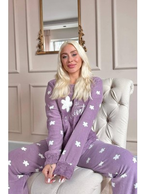 Pijama Evi Hello Winter Desenli Kadın Peluş Pijama Takımı