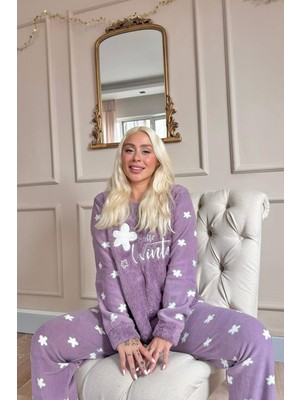 Pijama Evi Hello Winter Desenli Kadın Peluş Pijama Takımı