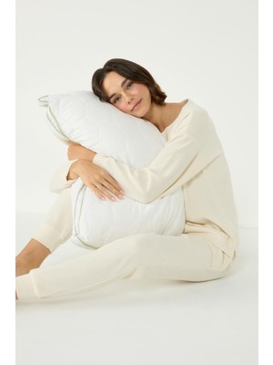 Selanik Yaka Düşük Omuz Uzun Kol Manşetli Cepli Pantolon Takım 405057 Ekru