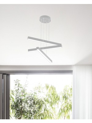 Hegza Lighting Trillizo (Gri Kasa, Sarı Işık) Ledli Modern Sarkıt Linear LED Avize Salon Mutfak Oturma Odası Yatak Odası Antre Hol LED