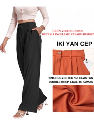 Bebs Fashion Bol Paça Yüksek Bel Kumaş Palazzo Pantolon