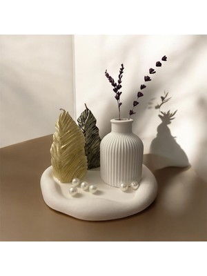 Yaprak Mum Vazo Seti Stant Hediye