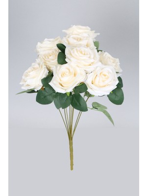 Tekno Trust Yapay 9lu Lüx Iri Gül Demeti Krem