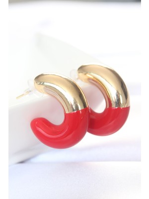 Angel Of Life Ccb Kırmızı Gold Çift Renk Küpe - TJ-BKP8869