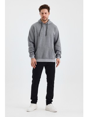 Monox Erkek Kapşonlu Muline 3 Iplik Sweatshirt