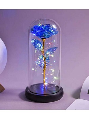 Tekno Trust Dekoratif Işıklı Fanus, , Işıklı Fanusta Gül, Dekoratif , Mavi Sonsuzluk Gülü