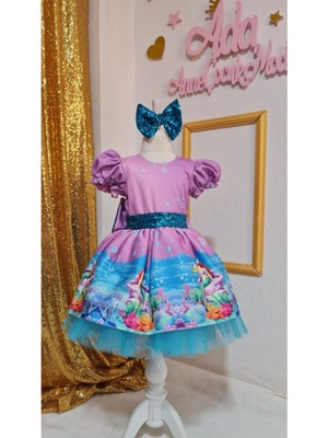 Kız Çocuk Deniz Kızı Tüllü Kabarık Elbise