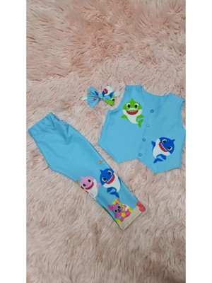 Na Addesign Erkek Çocuk Baby Shark Pantalon Yelek Papyon Takım