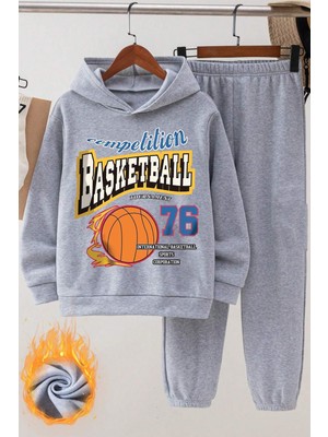 Uygun Tarz Basketball Baskılı Çocuk Rahat Eşofman Takımı