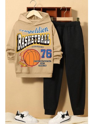Uygun Tarz Basketball Baskılı Çocuk Rahat Eşofman Takımı