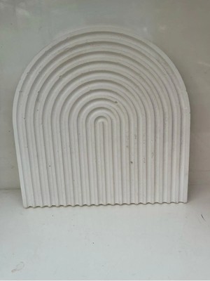 U Şeklinde Gökkuşağı Model Beyaz Beton Tepsi, Mum Tabağı