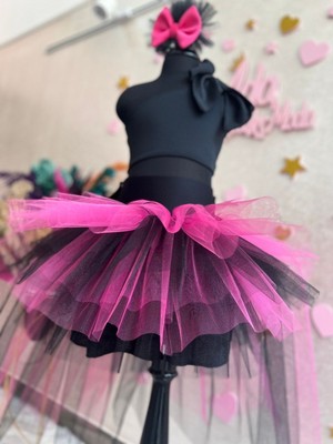 Na Addesign Kız Çocuk Black Pink Tüllü Kuyruklu Kabarık Etek