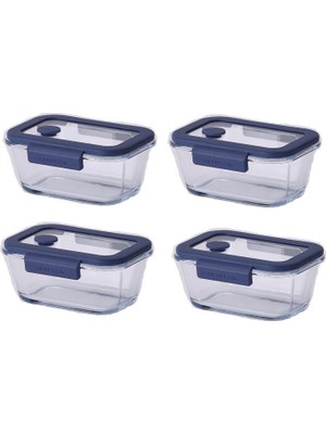 Neoflam Fika Glace Mavi Vakumlu 4 Parça Saklama Kabı 460 ml